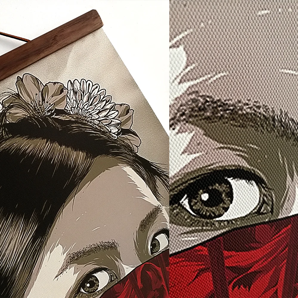 custom chinese style green plants animal bird canvas decorative painting bedroom living room wall art solid wood scroll painting - Image 5