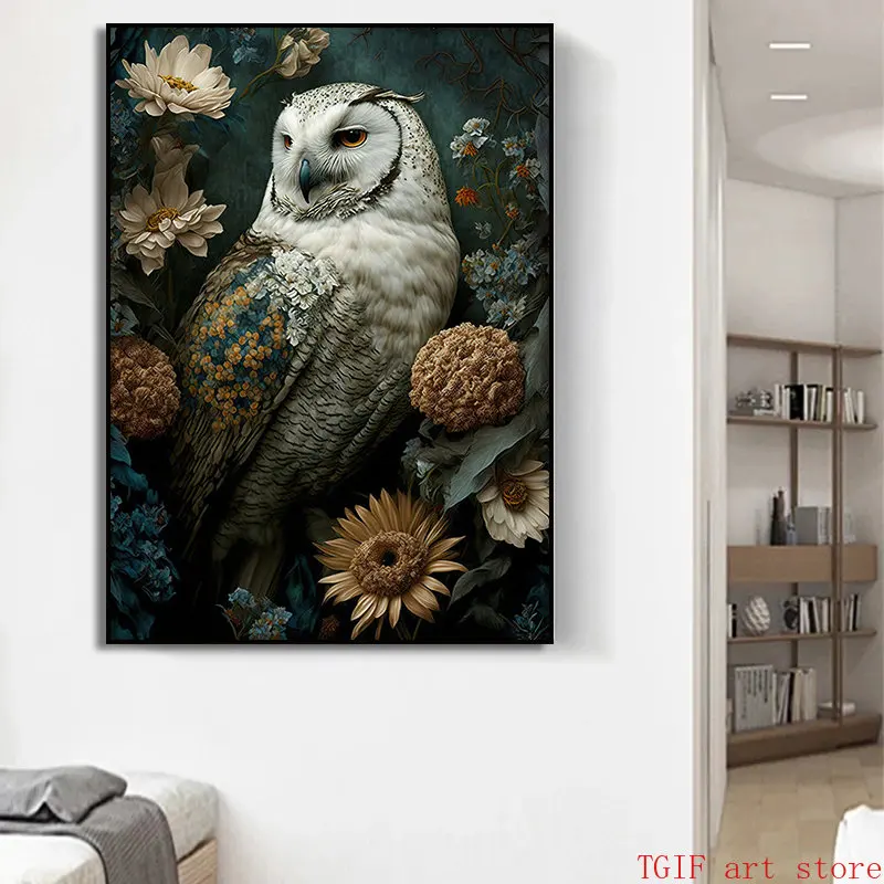 Flamingo Hummingbird Peacock Owl Poster Tropical Plant Flower Bird Canvas Painting Prints Animal Wall Picture Home Decor - Image 3