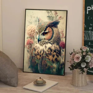 Vintage Animals Posters and Prints Flower Owl Canvas Paintings Wall Art Pictures for Living Room Bedroom Home Decor Cuadros