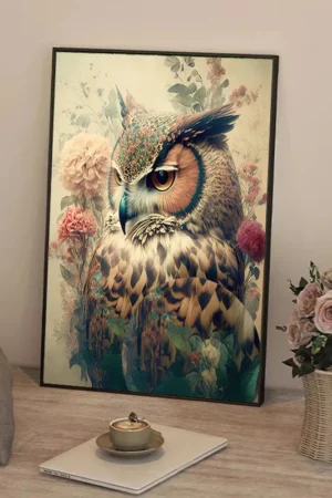 Vintage Animals Posters and Prints Flower Owl Canvas Paintings Wall Art Pictures for Living Room Bedroom Home Decor Cuadros