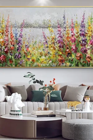 Mintura,Handmade Knife Flower Oil Painting on Canvas,Modern Art Picture,Room Home Decoration,Textured Floral Poster,Wall Hanging