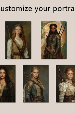 Custom Fantasy Style Woman Portrait Middle-Earth Style Wall Art Canvas Poster Print Personalized Home Decor Unique Gift for Her