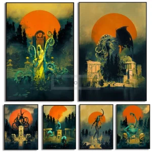 Fantasy Lovecraft's Pantheon Poster Cthulhu Mythos Gods Prints Canvas Painting Wall Art Pictures Home Room Lovecraft Decoration