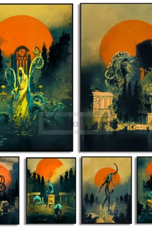 Fantasy Lovecraft's Pantheon Poster Cthulhu Mythos Gods Prints Canvas Painting Wall Art Pictures Home Room Lovecraft Decoration
