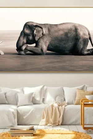 1pc Unframed Canvas Poster, Modern Art, Animal Elephant Wall Art, Ideal Gift For Bedroom Living Room Corridor, Wall Art, Wall De