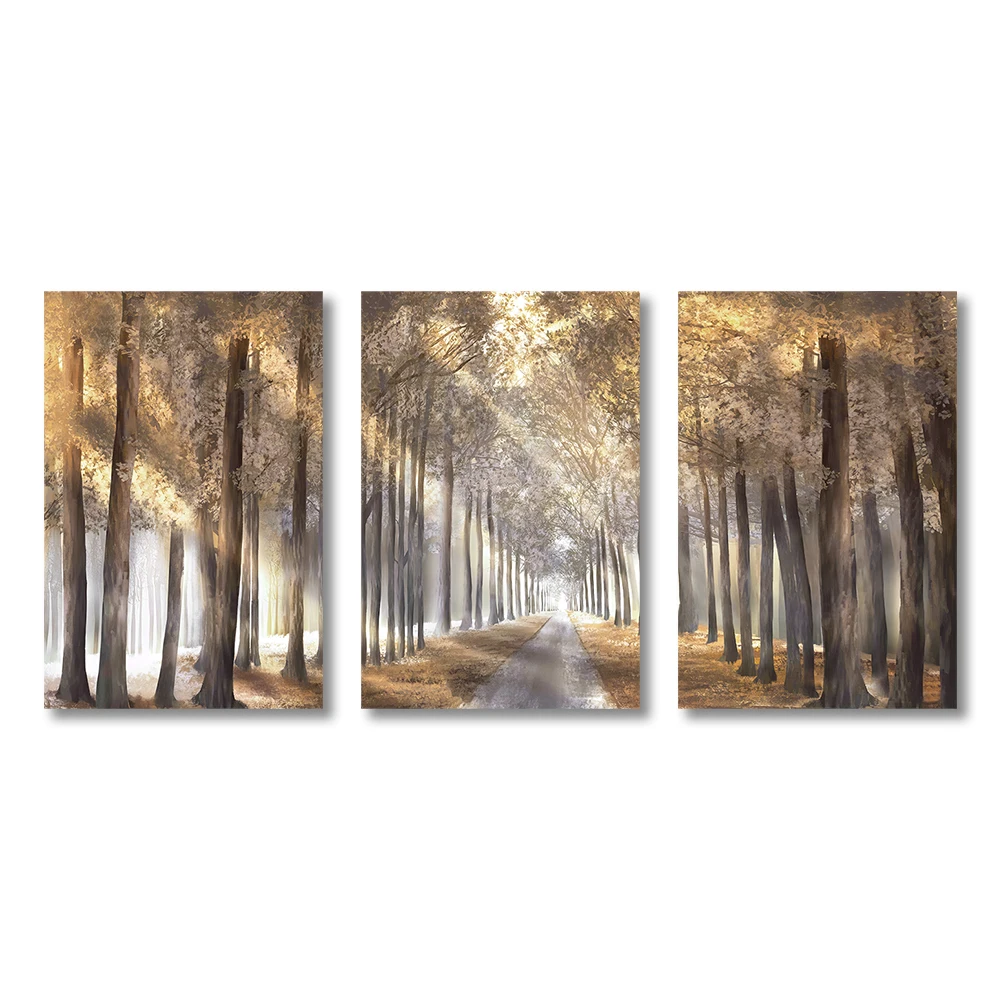 Golden Light Passing Through Trees Forest Canvas Painting Charming Landscape Pictures Wall Art Posters and Print for Living Room - Image 3