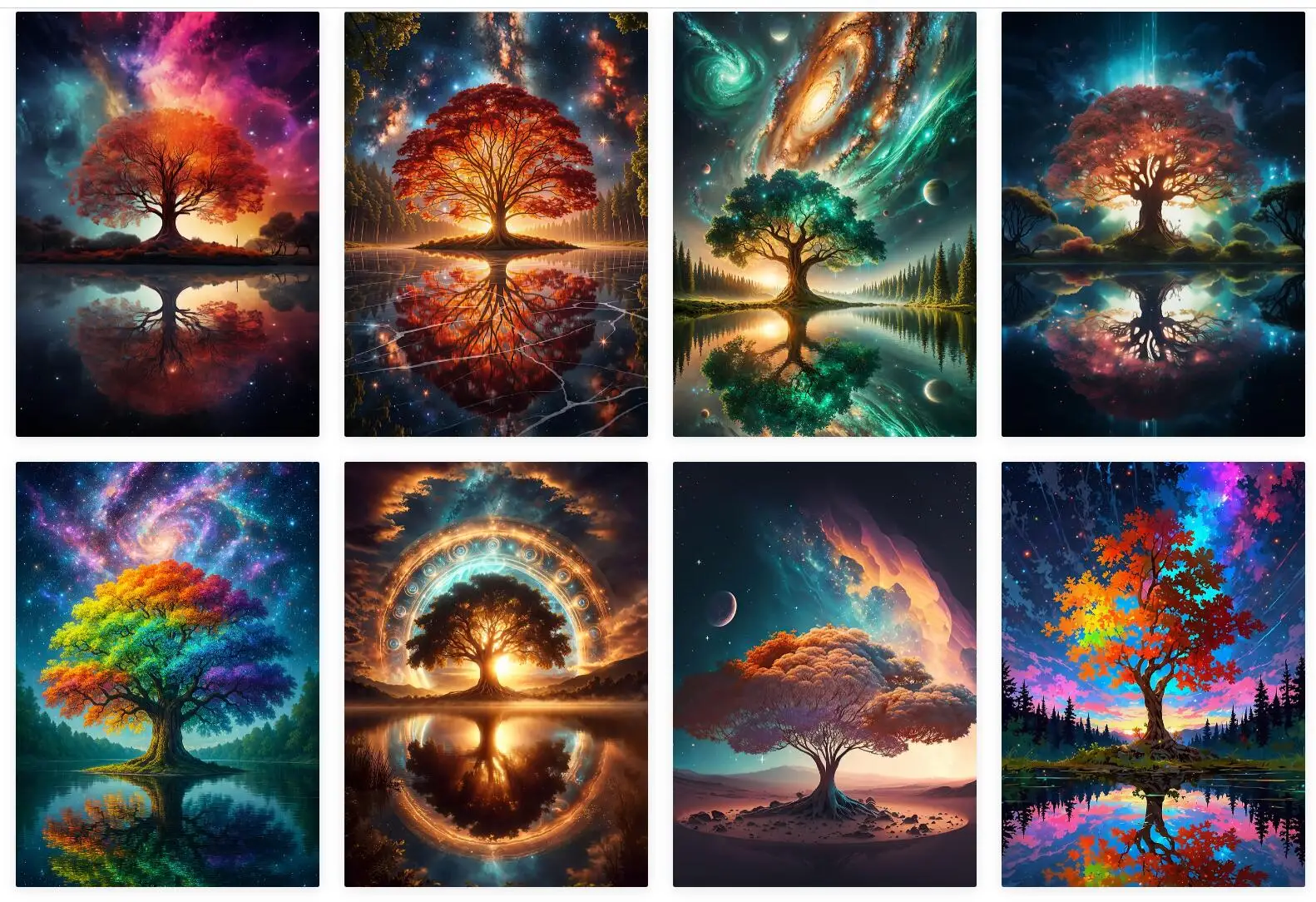 Space Fantasy Landscape Posters Print Canvas Wall Art Eternal Tree Under the Cosmic Sky Painting for Living Room Home Decor - Image 2