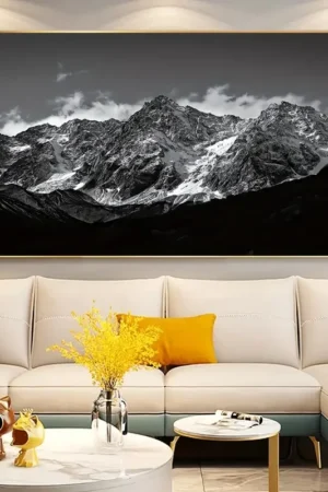 1pc Unframed Majestic Mountains Wall Art-Canvas Poster, Fashion Home Decoration, Gift For Friends, Family, For Living Room, Bedr