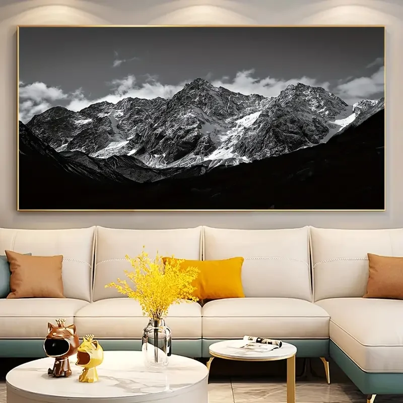 1pc Unframed Majestic Mountains Wall Art-Canvas Poster, Fashion Home Decoration, Gift For Friends, Family, For Living Room, Bedr