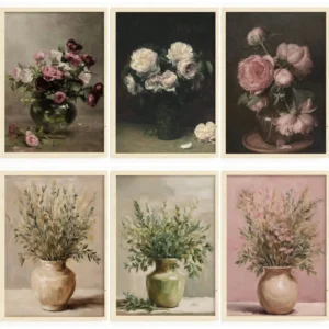 Vintage Corlorful Flower Poster Still Life Botanical Oil Painting Prints on Canvas Farmhouse Home Room Wall Decor